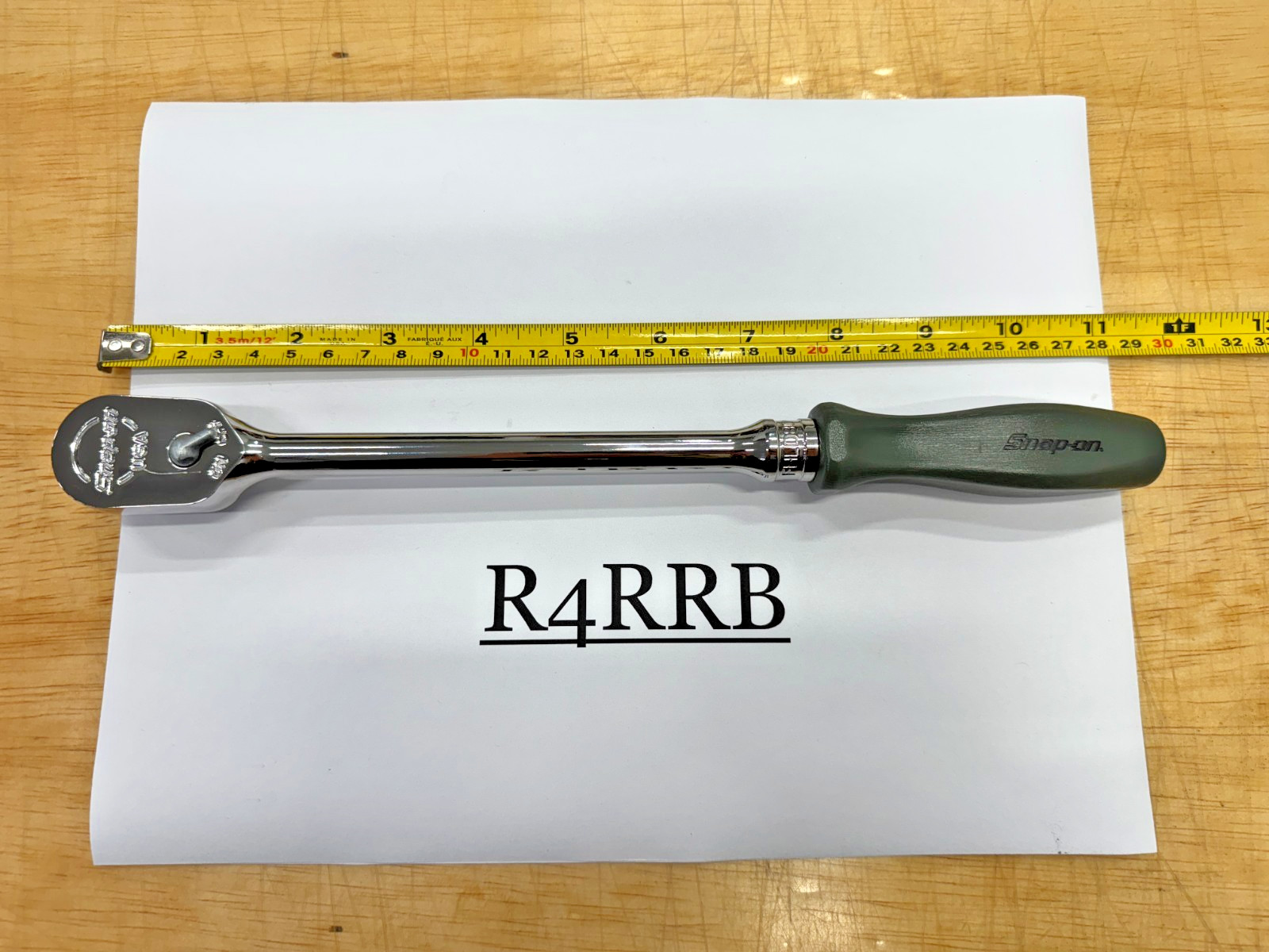 Snap-on Tools USA 3/8″ Drive COMBAT GREEN Hard Handle Long Ratchet FHLD80CG NOS