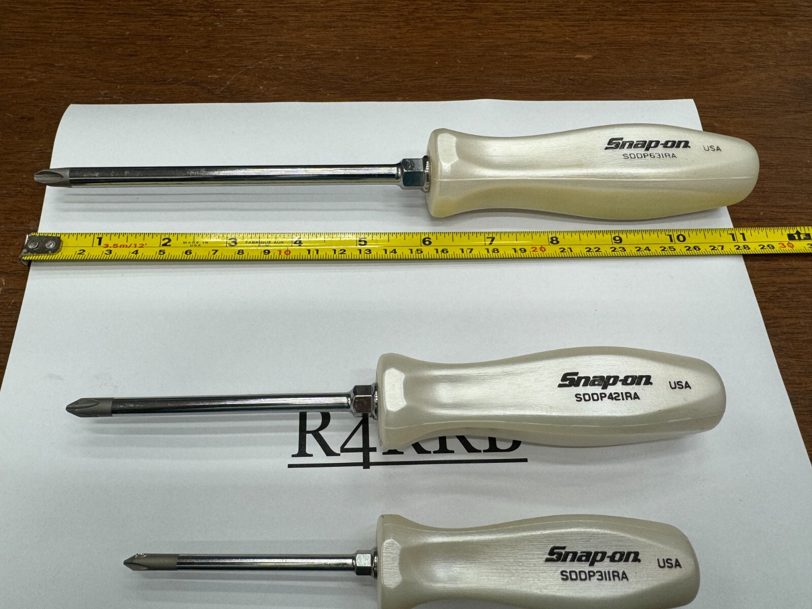 Snap-on Tools USA NEW 3pc PEARL WHITE GRIP PHILLIPS P1 P2 P3 Screwdriver Lot Set