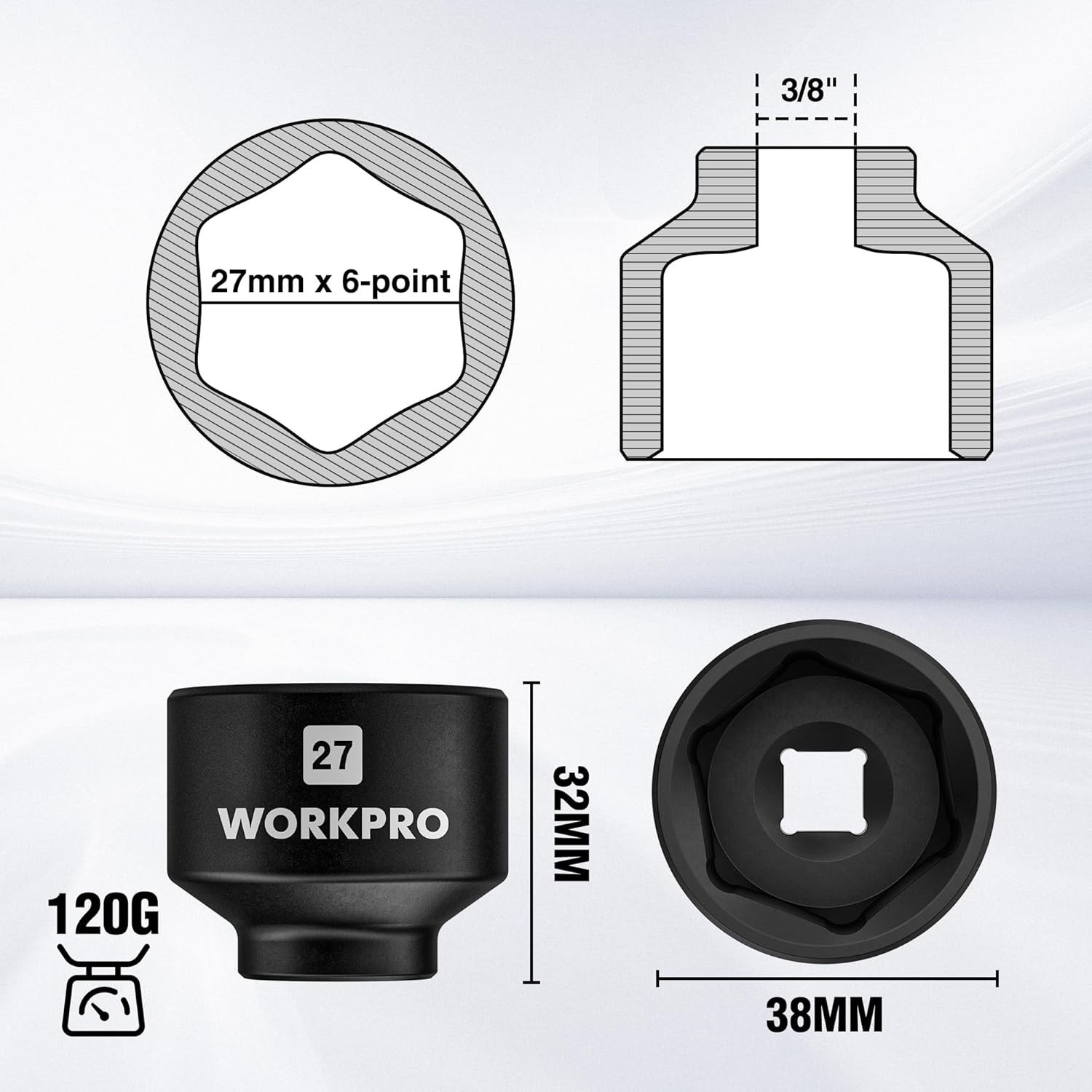 27mm Oil Filter Socket Wrench, Oil Filter Removal Tool, Oil Filter Change Set, I