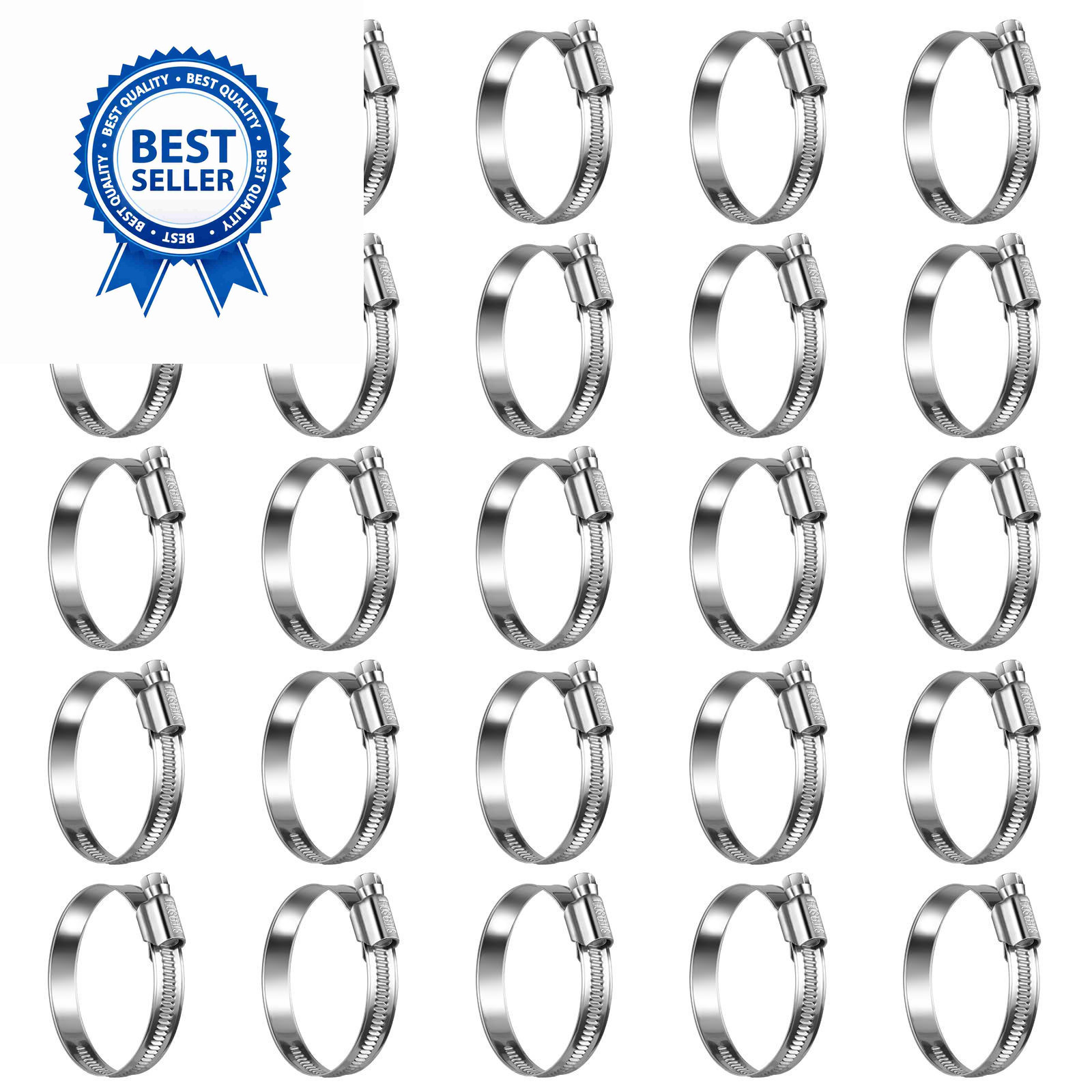 Non-Slip Stainless Steel Worm Gear Hose SAE#28(1-5/8 To 2-3/8), Metallic