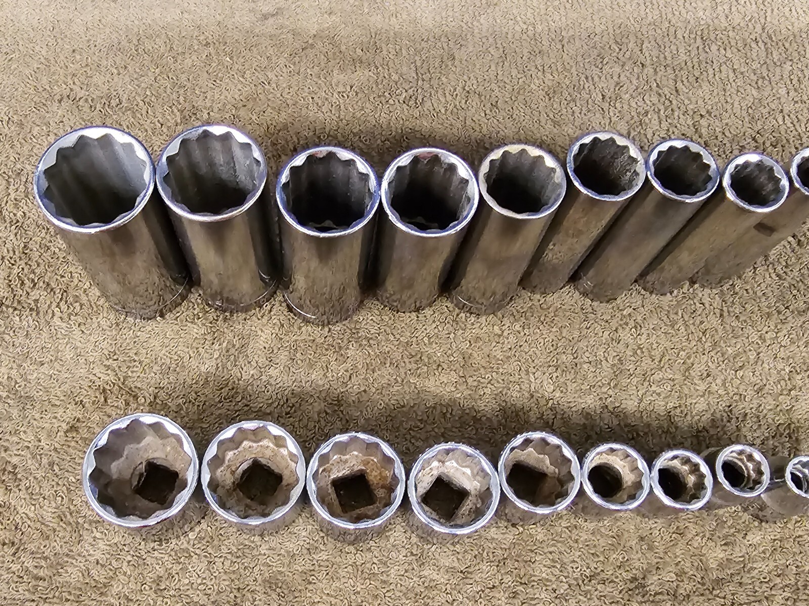 18 Craftsman G Deep Well Shallow Socket Set 7/8 3/4 5/8 1/2 Sae 3/8″ Drive USA