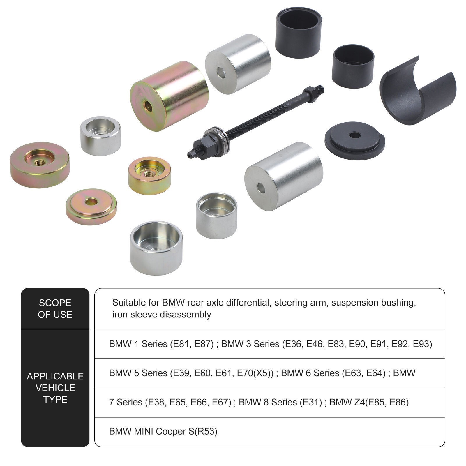 Rear Axle Ball Joint Removal Installer Bearing Puller Tool for BMW 1 to 8 Series