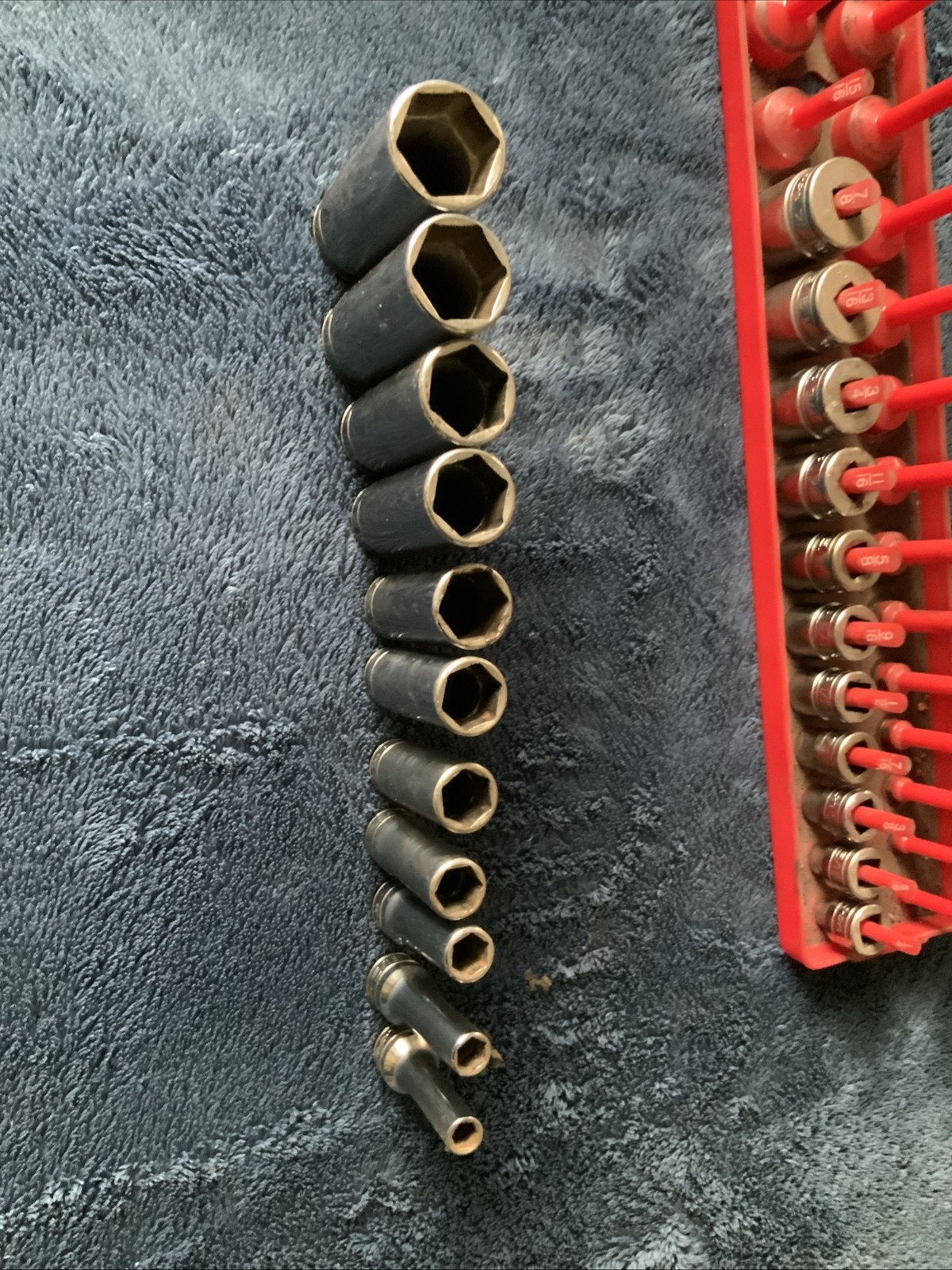 Snap On 3/8” Drive Deep And Shallow Socket Set, Sae, 6pt…..see Pics For Sizes….