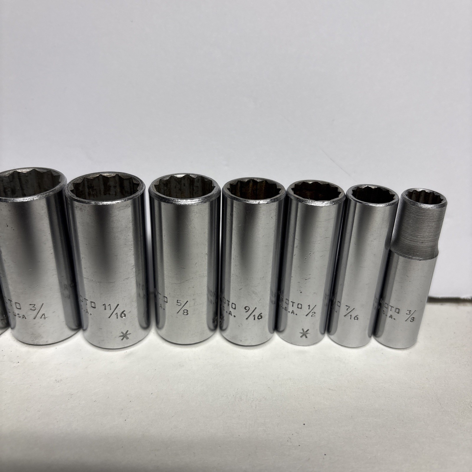 PROTO 3/8” Ratchet No. 5249 & PROTO 9 Piece 3/8” Drive Deep 12pt. Sockets U.S.A.