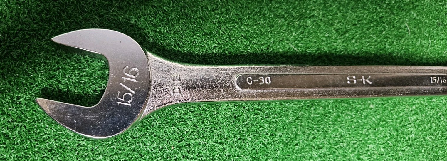 Vintage S-K Wayne 15/16” SAE Forged Alloy 12 Point Combination Wrench C-30 USA