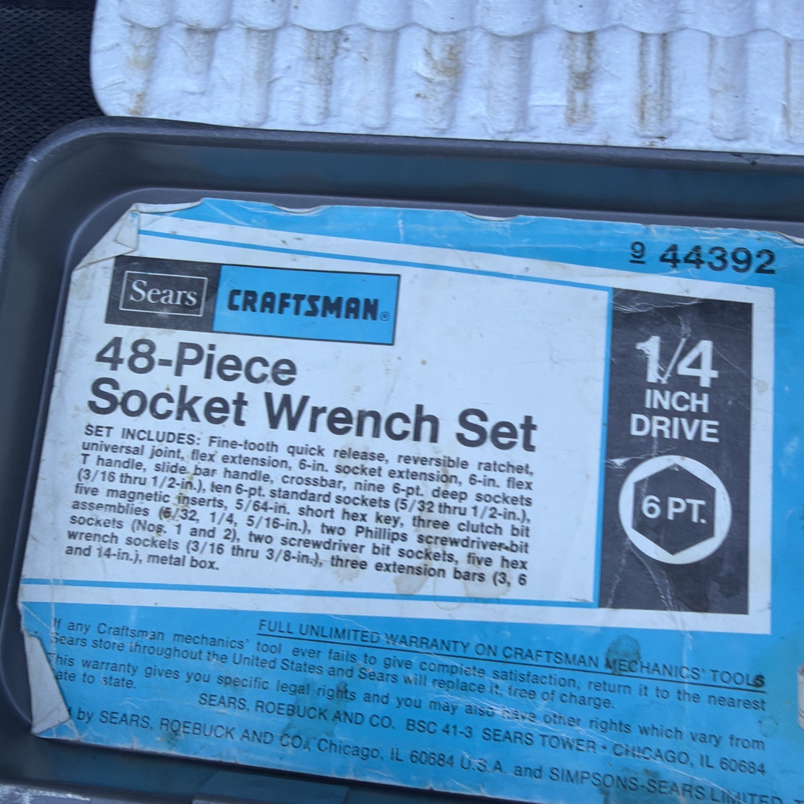 Sears Craftsman 1/4″ Drive 48pc SAE RHFT Socket Set Metal Case USA RARE 44392