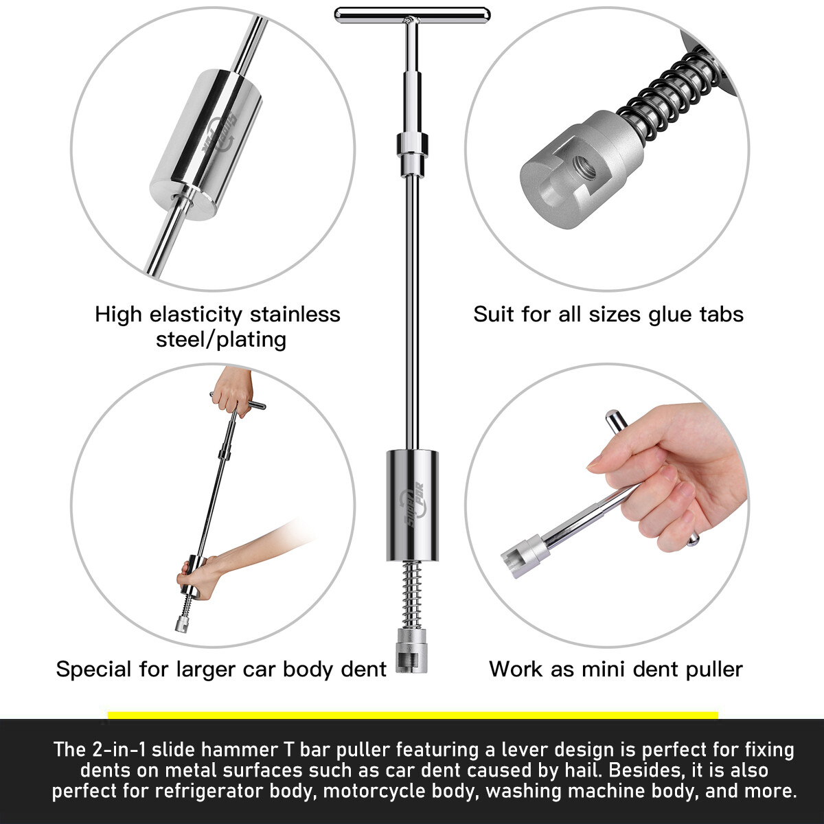 109× US PDR Tools Paintless Dent Repair Push Rods Hail Puller Lifter Hammer Tail