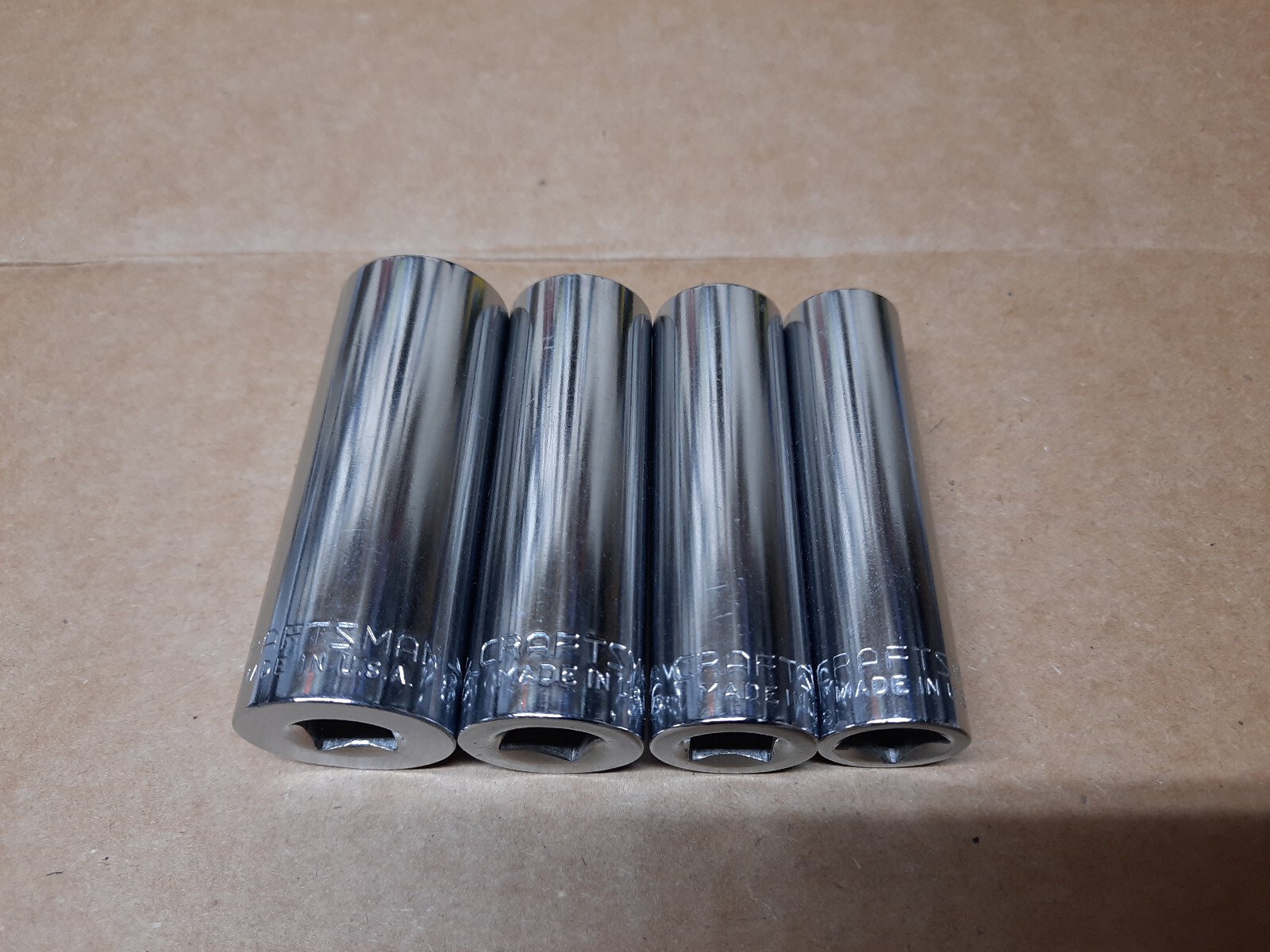 Lot 4 Craftsman 3/8″ Dr 12pt DEEP Sockets 43317v, 43314vv ,43313vv , 43312v NICE