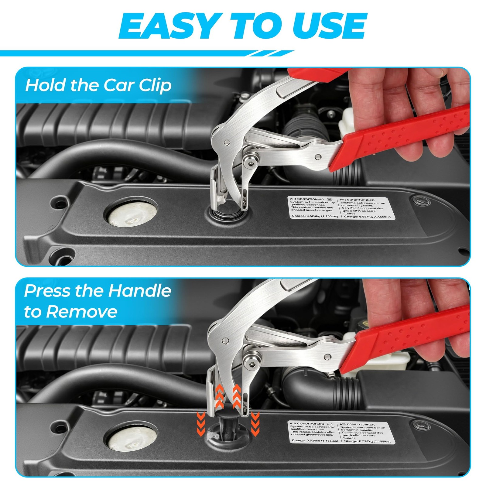 Car Clip Pliers, Automotive Removal Tool, Damage-Free Panel Red
