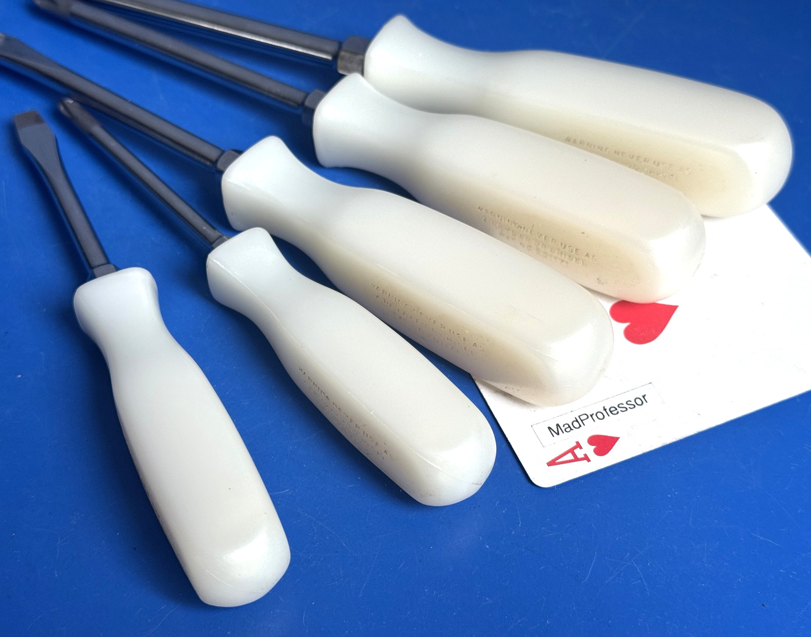 Snap-on 500 Pearl White Hard Grip Combination 5-pc Screwdriver Set NEW blades LN