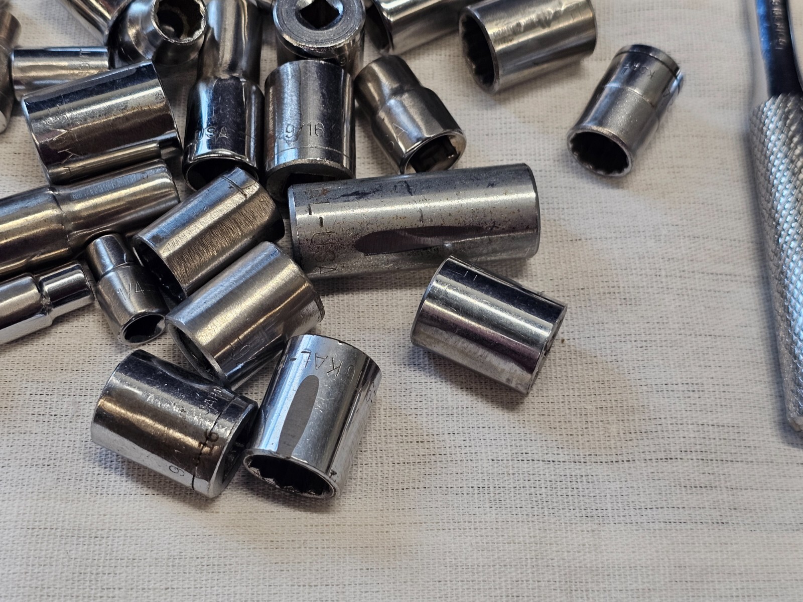 34 Kal 3/8″ 1/4″ Drive Sae Socket Set Ratchet 11/16 5/8 1/2 7/16 5/16 Japan USA