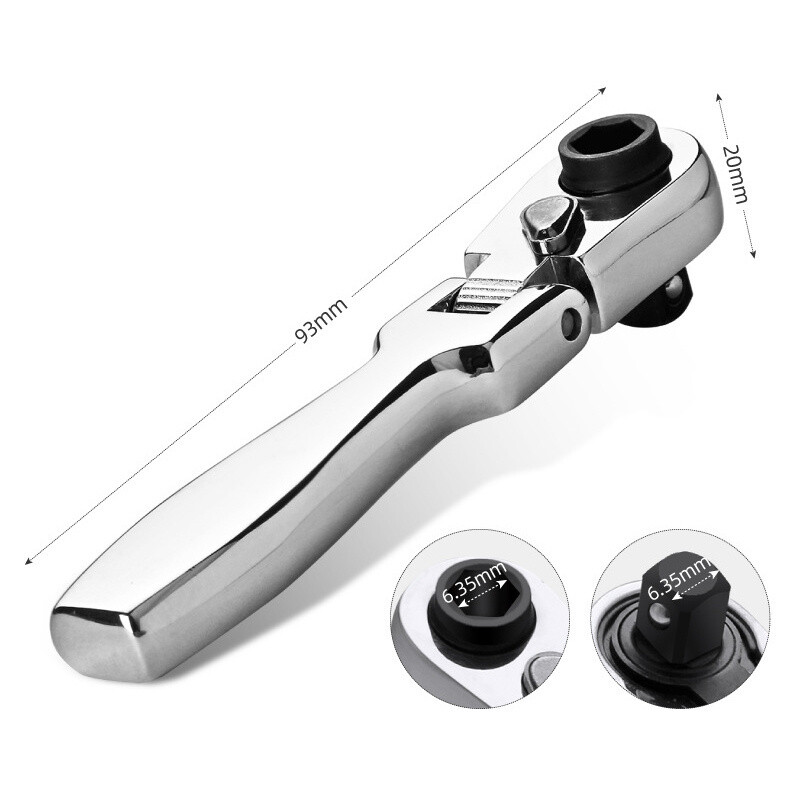 1/4 » Drive Ratchet, 2 in 1 Flex Head Ratchet, Multifunction Wrench Repair Tool