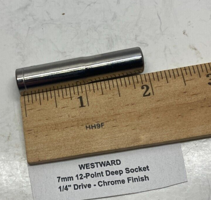 WESTWARD 7mm 12-Point Deep Socket – 1/4″ Drive – Chrome – Prepaid Shipping