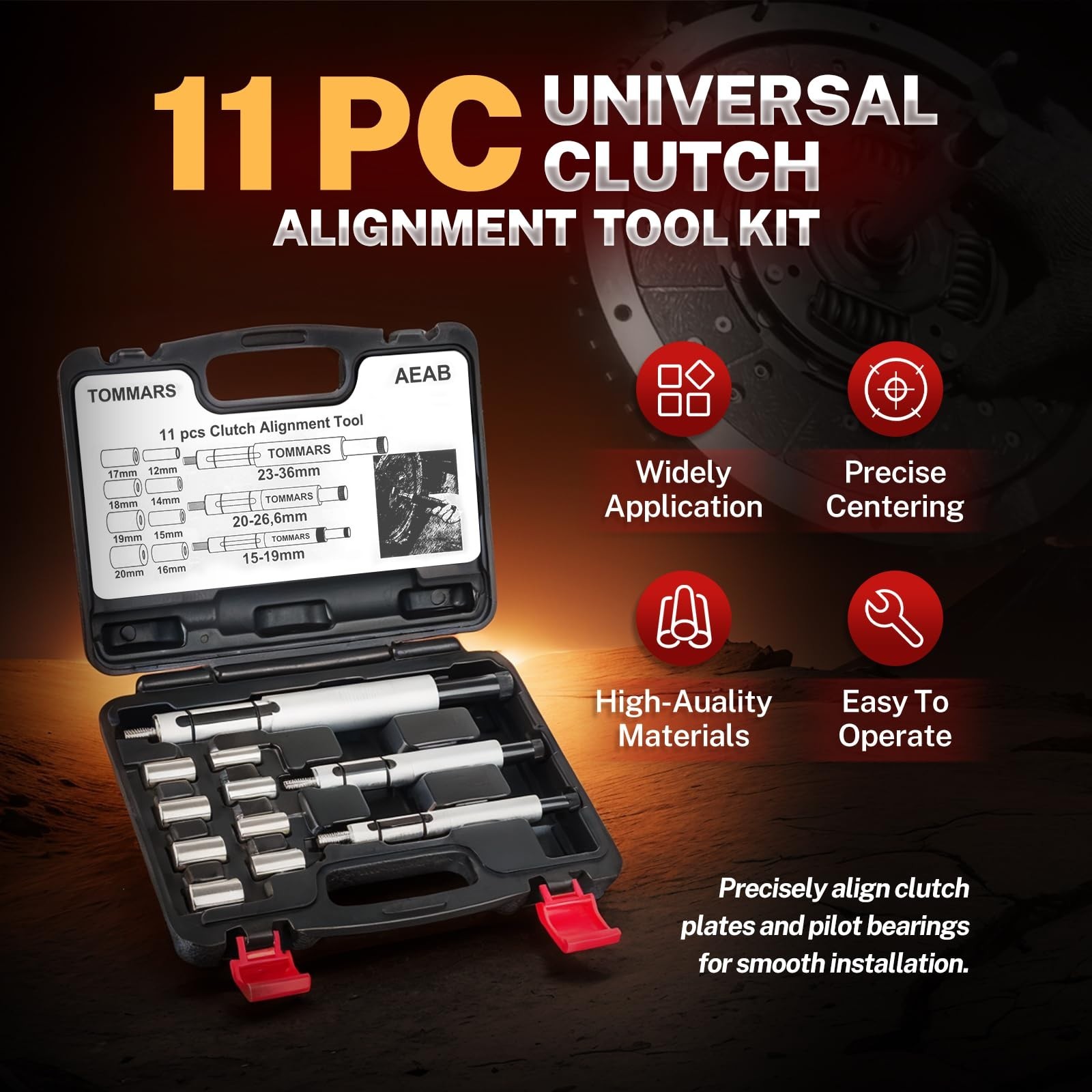 Universal Clutch Alignment Tool Kit – 11-Piece Set for Precision Flywheel & Plat