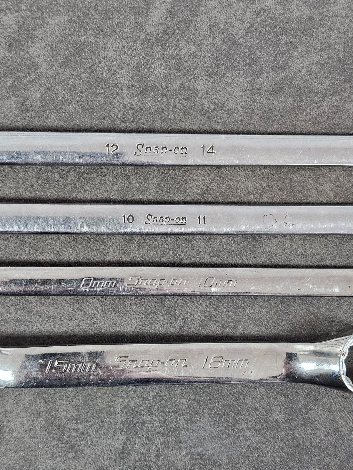 Snap-On 4pc Metric 12pt 10º Offset Box Wrenches XBM810A XBM1011 XBM1214 XSM1516A