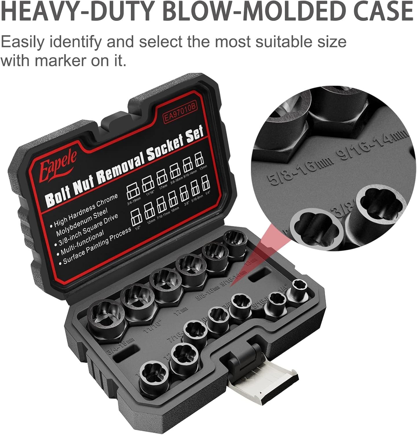 13pcs Bolt Extractor Set Stripped Nut Remover Twist Sockets for 3/8″ Drive