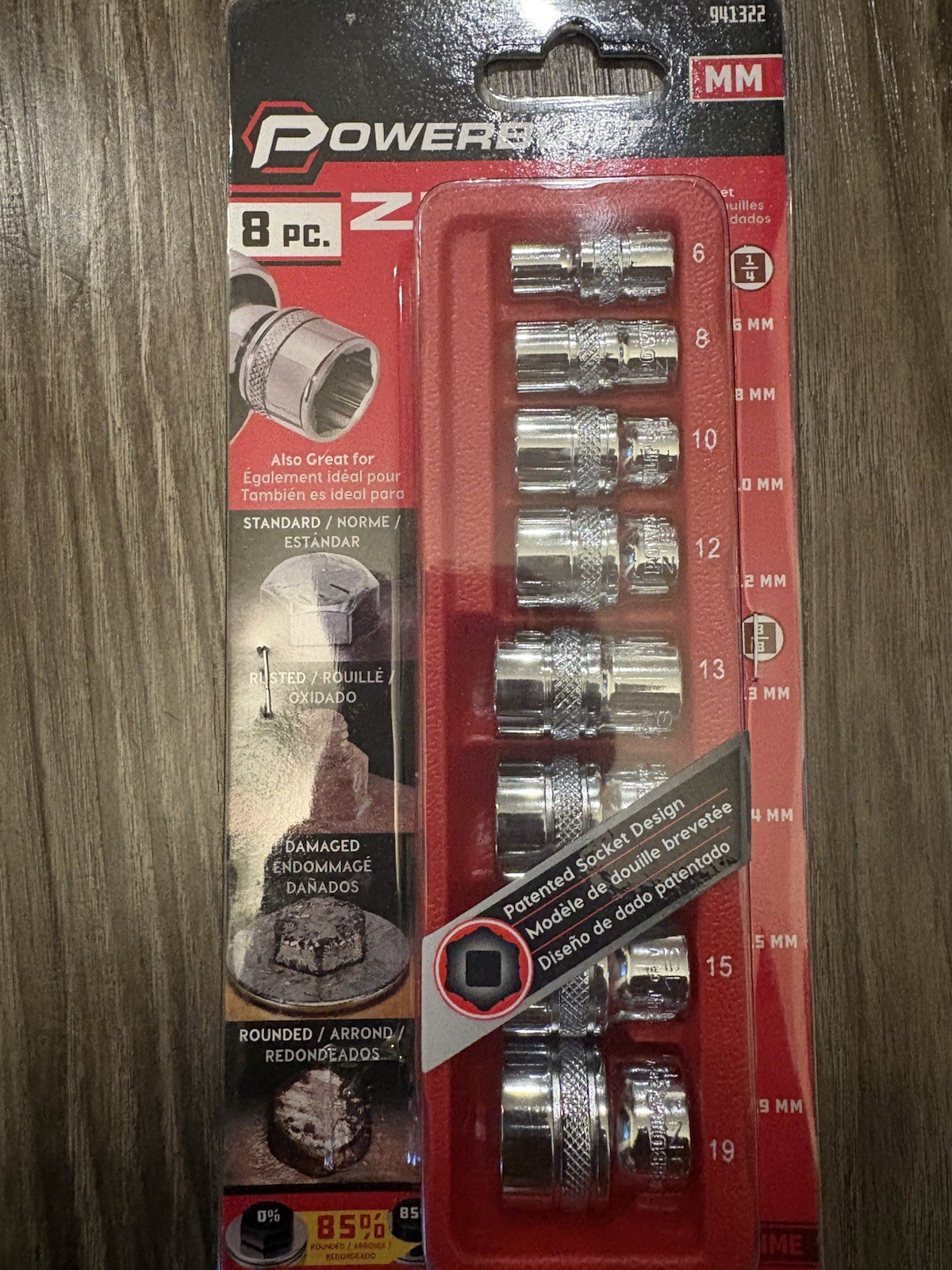 Powerbuilt Zeon 8-Piece Metric Socket Set #941322 for Damaged Bolts New