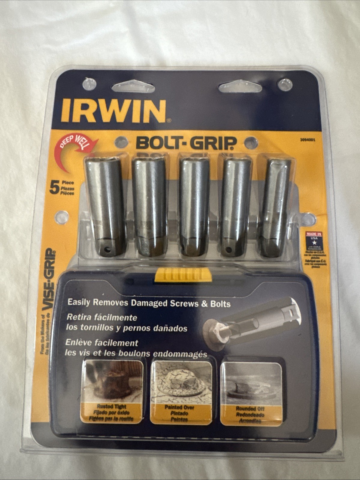 Irwin 3094001 Bolt Grip Damaged Screw and Bolt Deep Well Socket Extractor Set