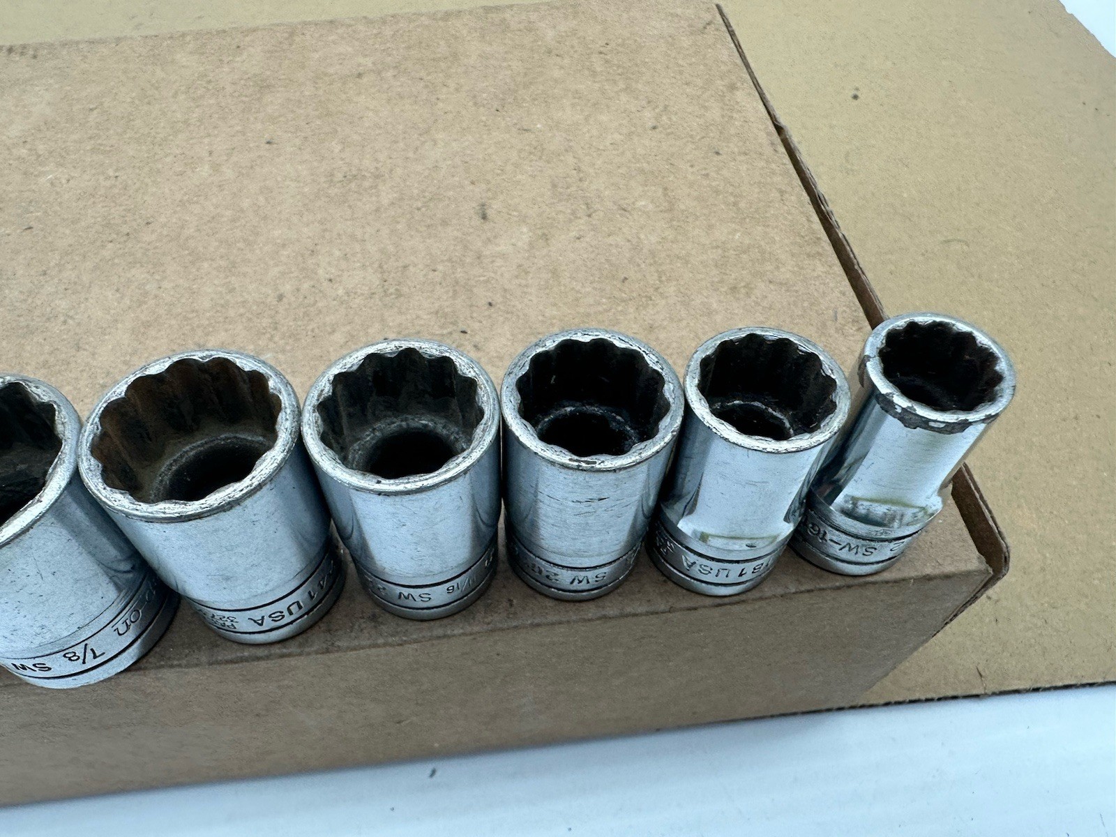 Snap-On Socket Set 1/2″ Drive 1/2″ to 1″ 8 Pcs SW161 – SW321 Vintage Made USA