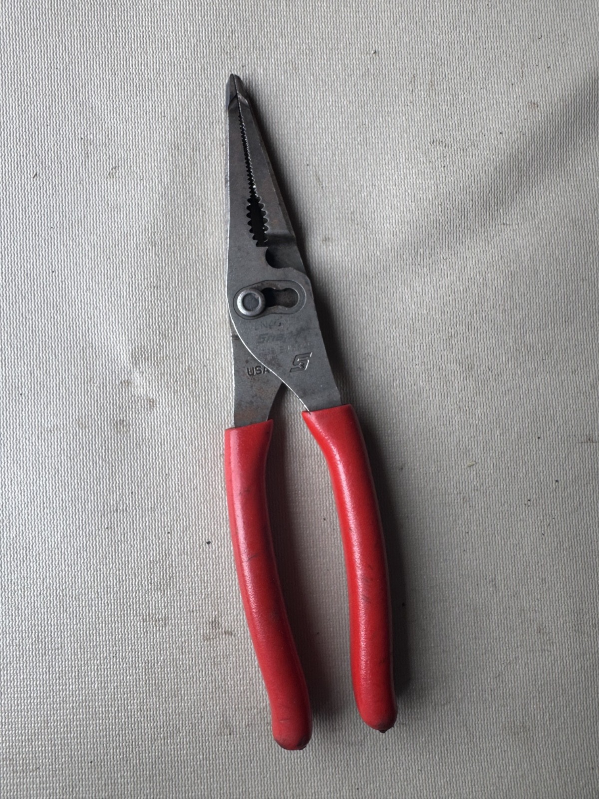 Snap On Tools 9″ Long Nose Pliers 3 Slip Joint Talon Grip 57% More Power RED