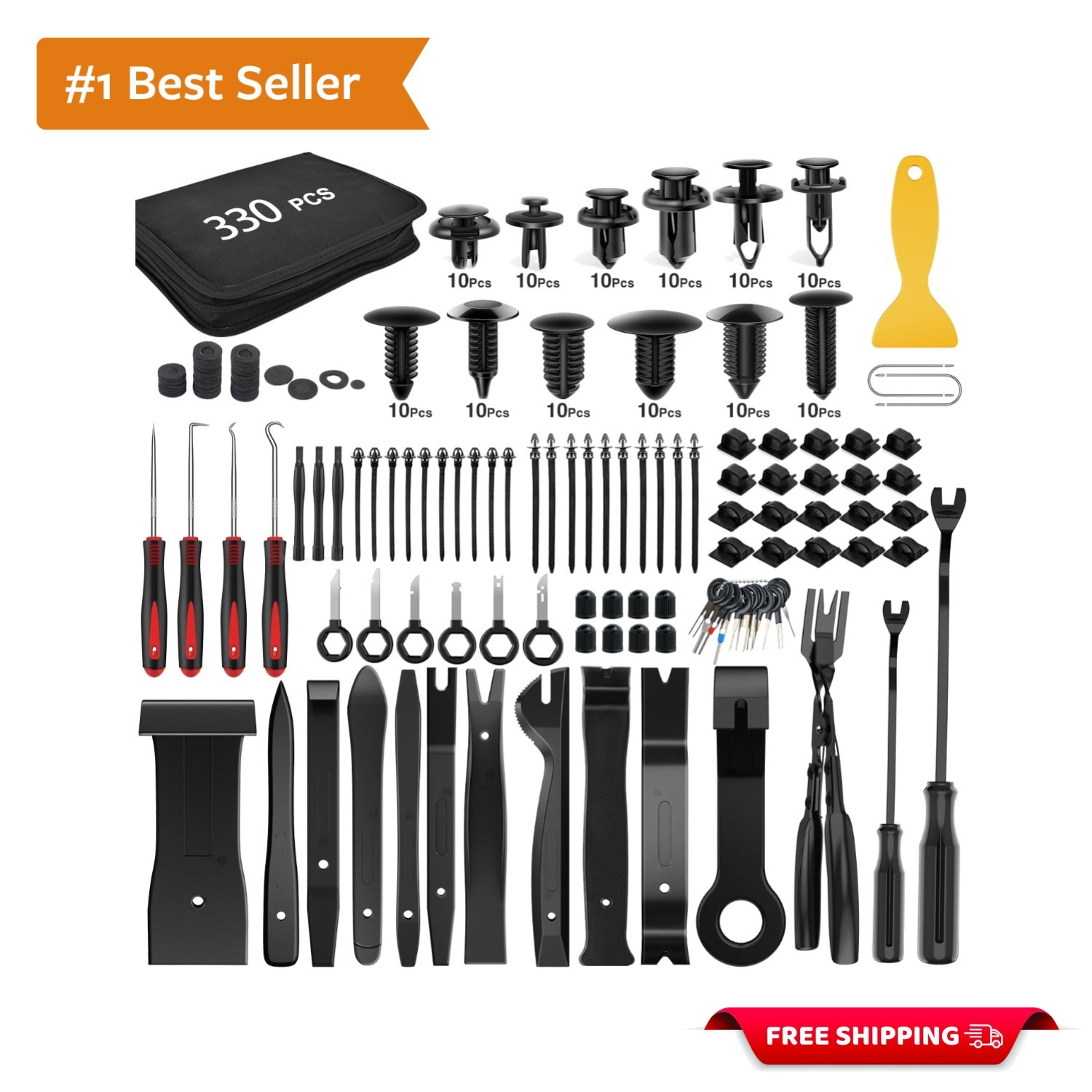 Comprehensive 330-Pcs Automotive Trim Removal Tool Set with Portable Carry Bag