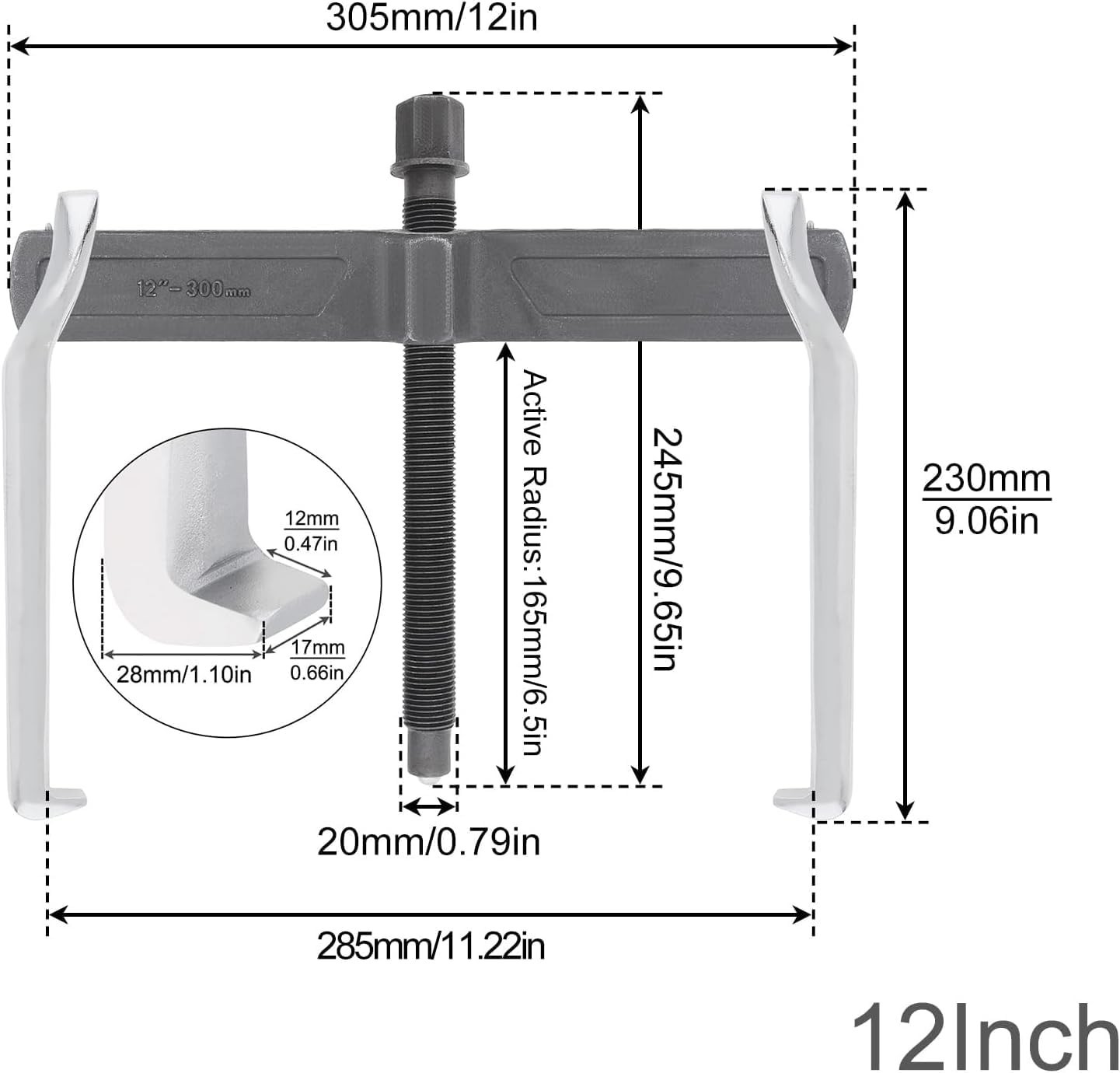 Versatile 12-Inch Reversible Gear Puller for Damage-Free Removal of Components