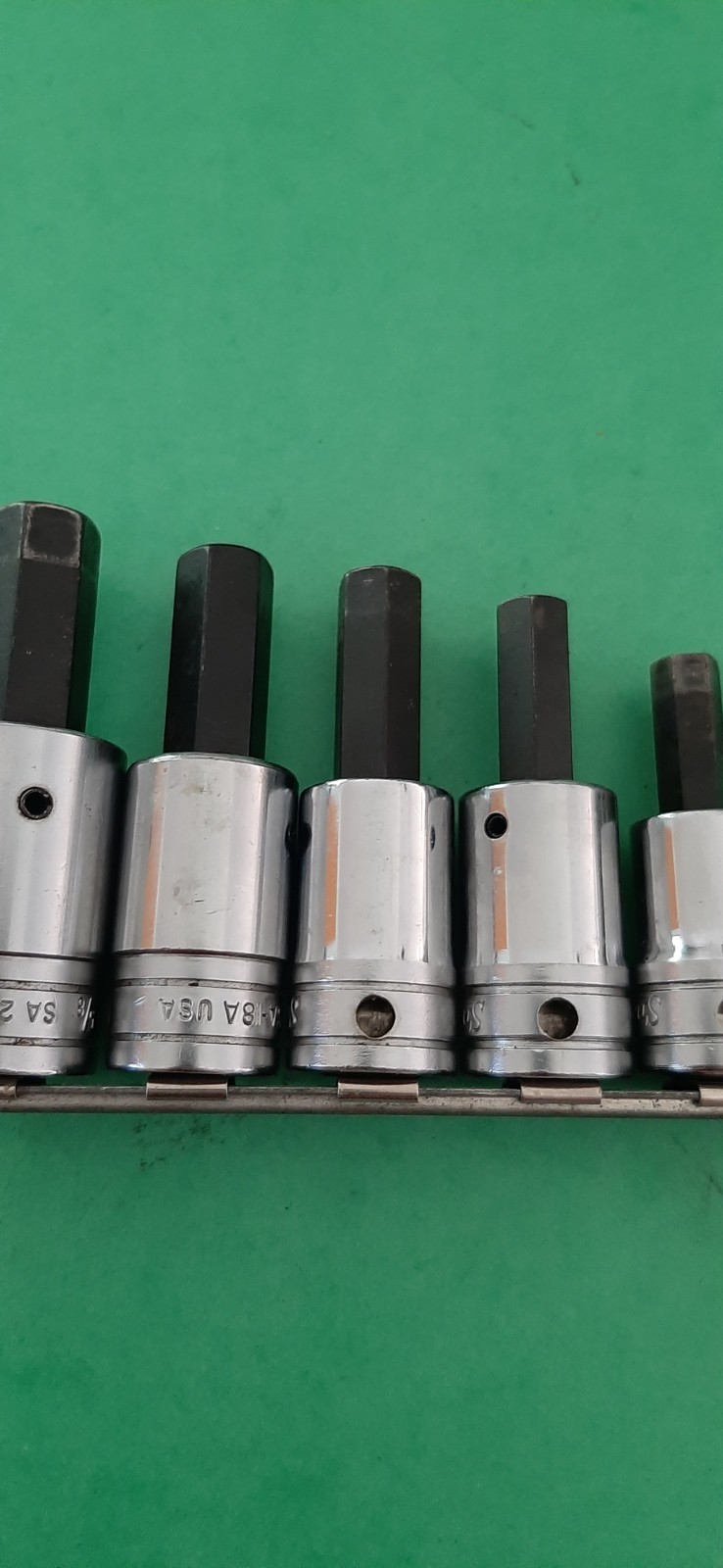 Snap-on Tools SAE Hex Bit Driver Socket Set 1/2″ Drive 5/16″ to 5/8″ W/Rail USA