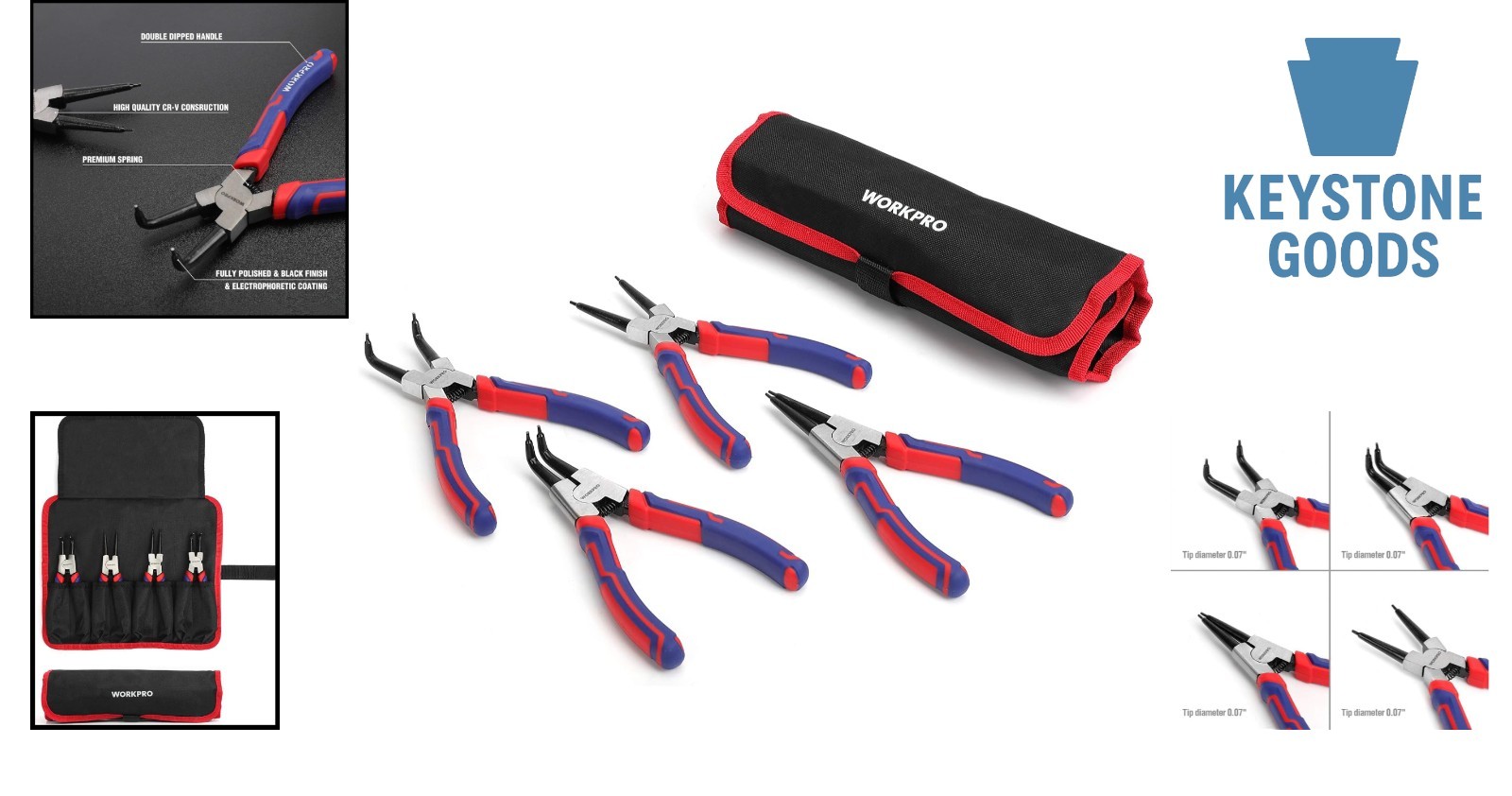4-Piece Heavy Duty Snap Ring Pliers Set – Chrome Vanadium Steel with Storage …