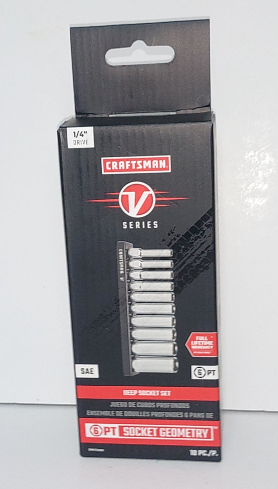 Craftsman V-Series 1/4″ Drive 10 Piece SAE Deep Socket Set CMMT17315V