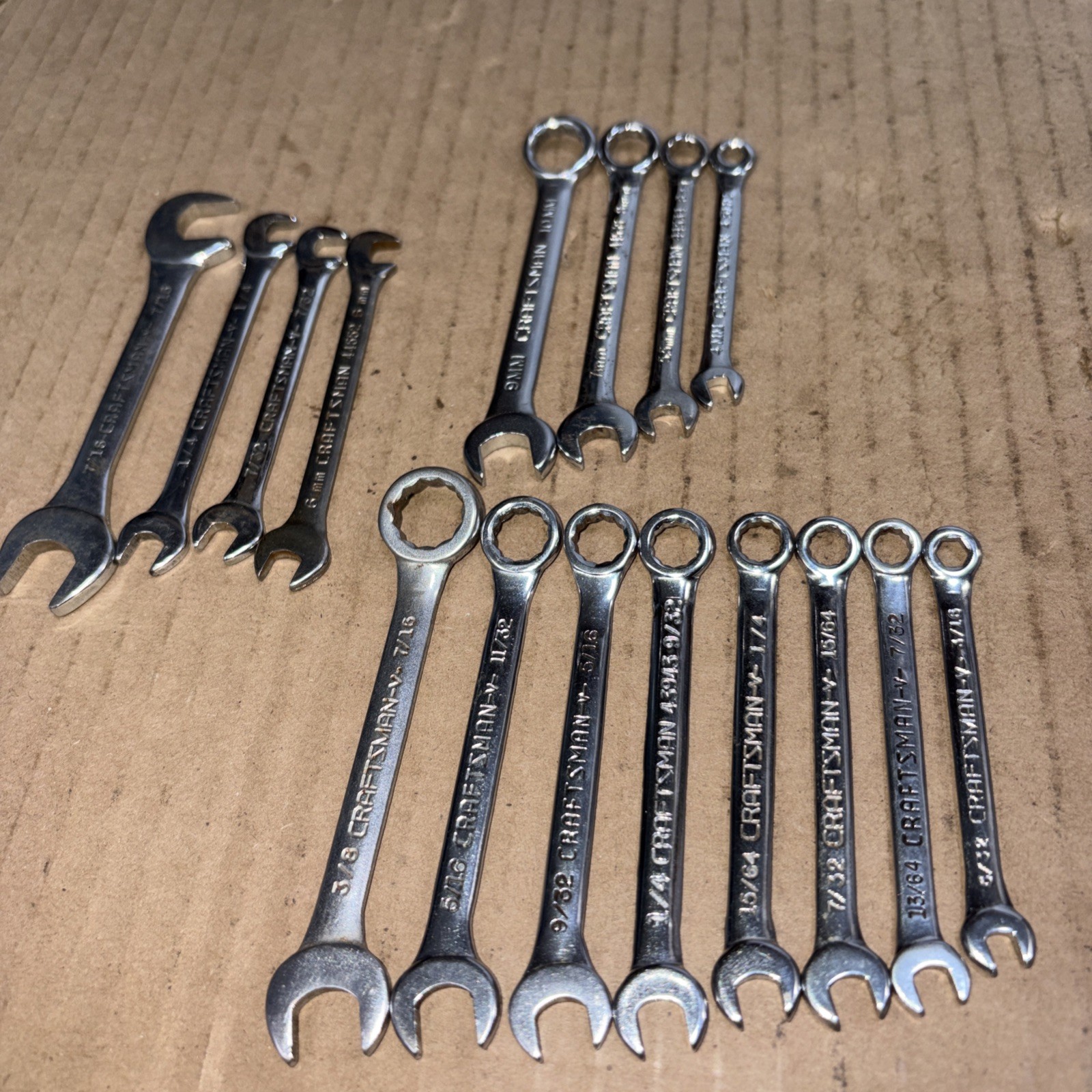 Vtg Lot Of 16 Craftsman Metric & SAE Midget Ignition Wrench Offset & Combinaton