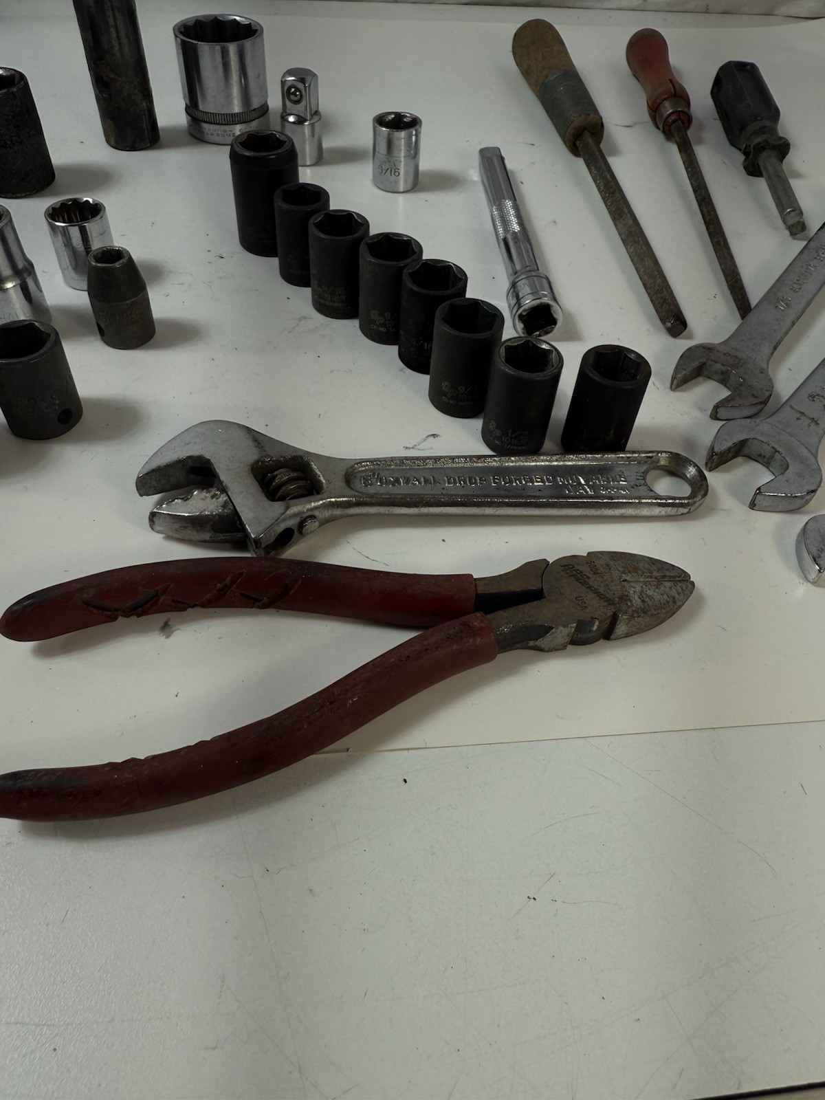 Lot Of 30 Mechanic Tools Sockets Wrenches Pliers Screwdrivers GP Ace Indestro