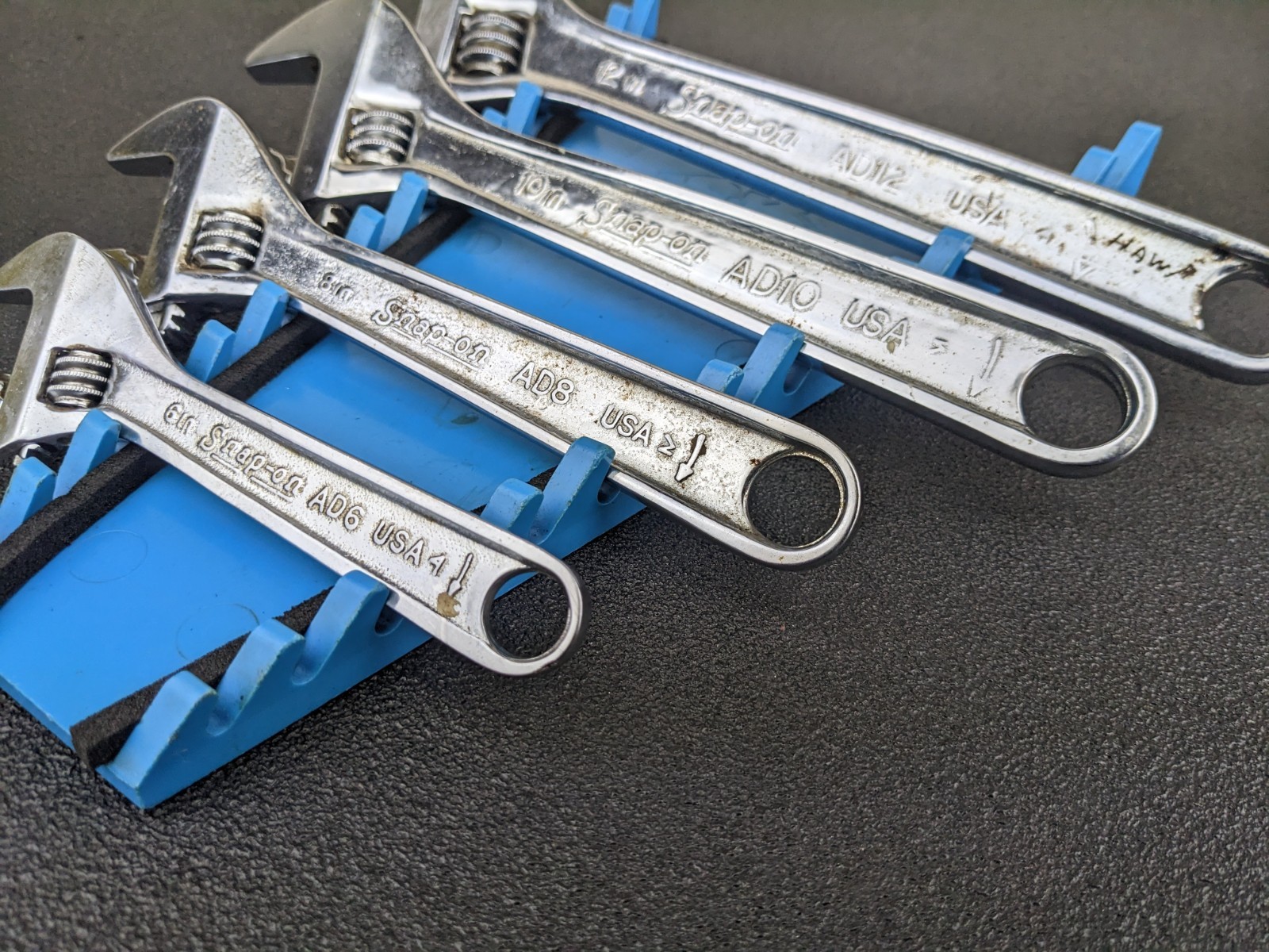 #bn784 Snap-on Tools Vintage USA 4 Pc Adjustable Wrench Set 6″, 8″, 10″, 12″