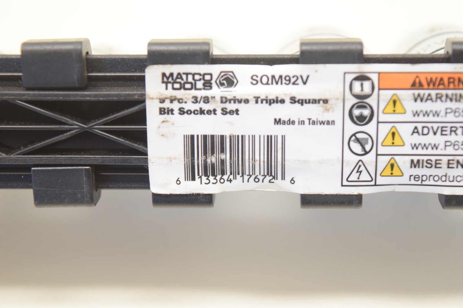 Matco Tools SQM92V 9 Piece 3/8″ Drive Triple Square Bit Socket Set 12 Point USED
