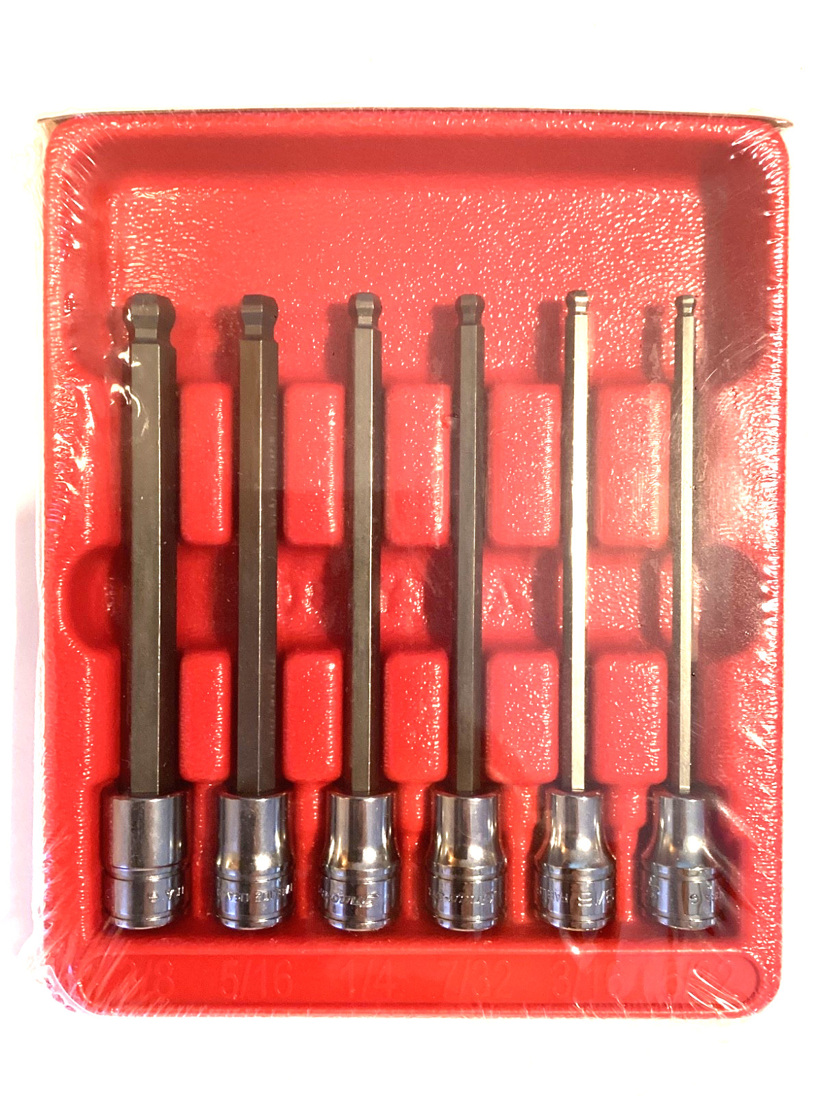 Snap On NEW 6 Piece 3/8” Drive SAE Long Ball Hex Bit Socket Set 206EFABL SEALED