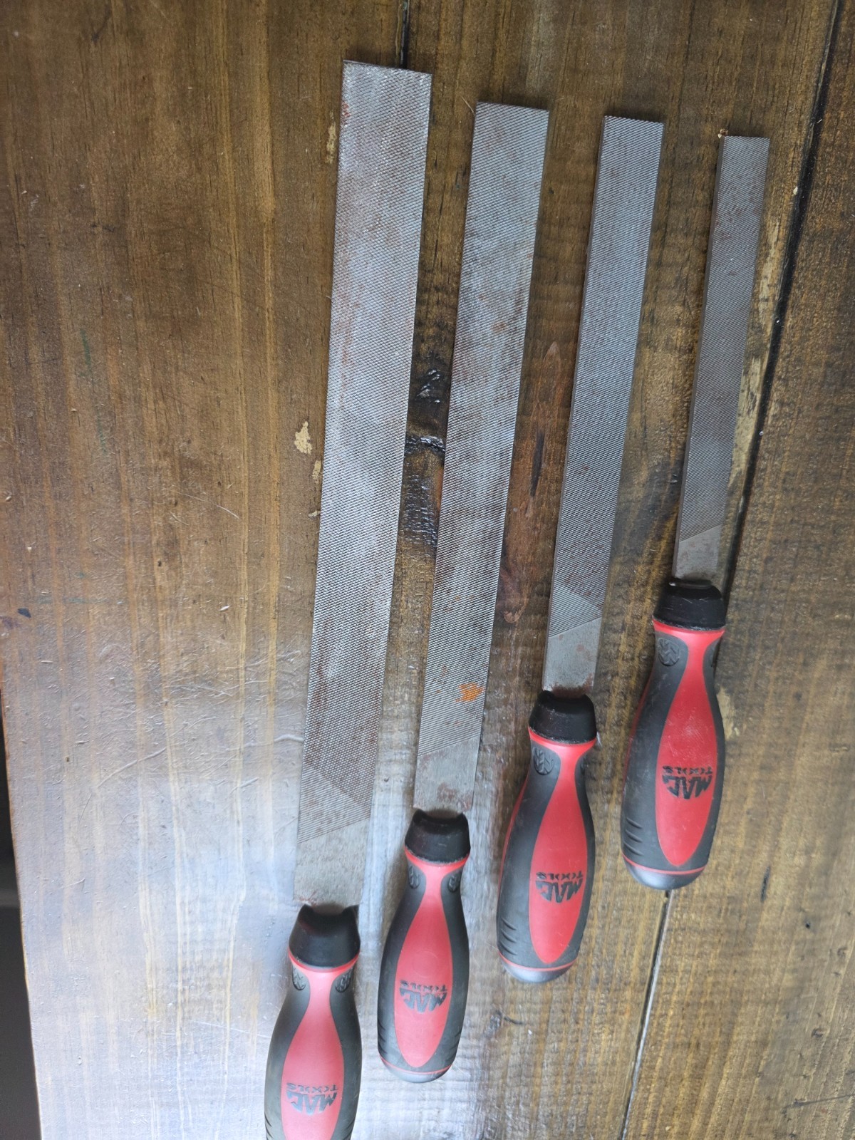 MAC Tools USA 4-Piece 6 8 10 12 Inch Red Handle File Set MF12B MF10B MF8B MF6B