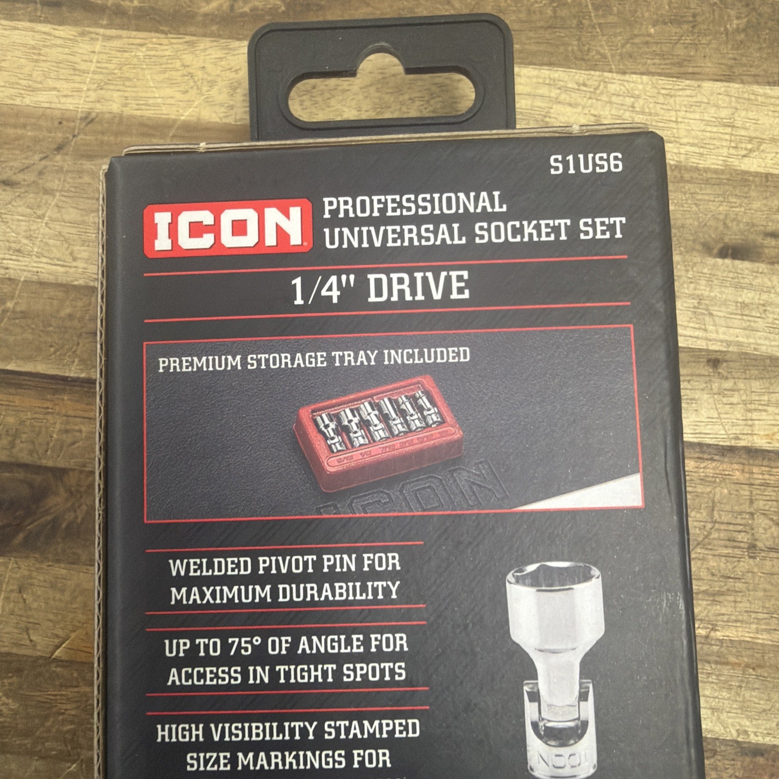 ICON S1US6 PROFESSIONAL UNIVERSAL SOCKET SET SAE 1/4″ DRIVE