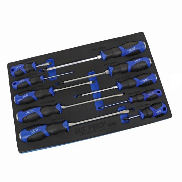 US PRO Industrial 10PC Premium Screwdriver Set Slotted & Phillips S2 Magnetic