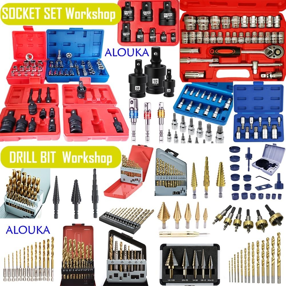 10-Piece Impact Swivel Socket Set, Cr-Mo Steel, 1/4″ 3/8″ 1/2″ Adapters & Reduce