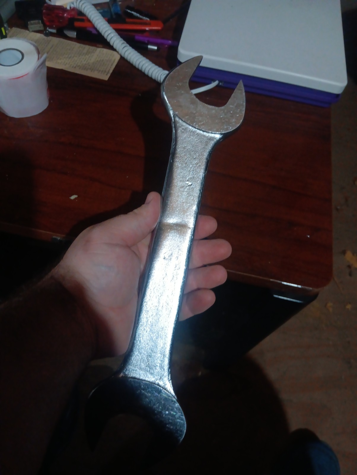 Cromo Irimo Vanadio, Open Wrench, Large, Sae 41 And 1.500, Minor Condition Wear