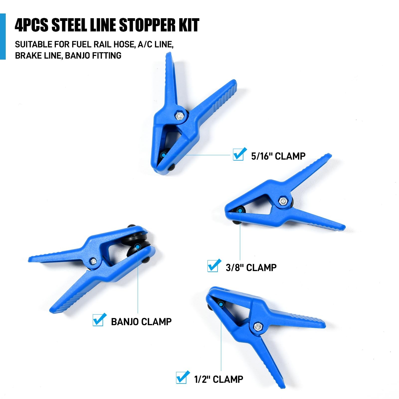 9 PCS Hose Fluid Stopper Set Fuel Line Clamp 8/10 Inch Pinch Pliers Steel