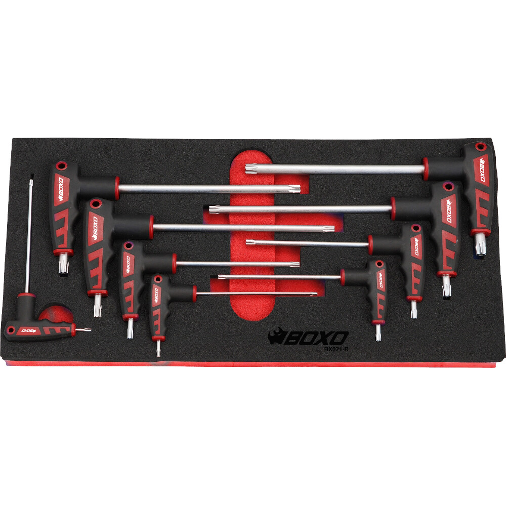 T-Handle Torx Set 9 Pieces T10-T50 Non-Slip comfort grip in EVA Foam BX021-R