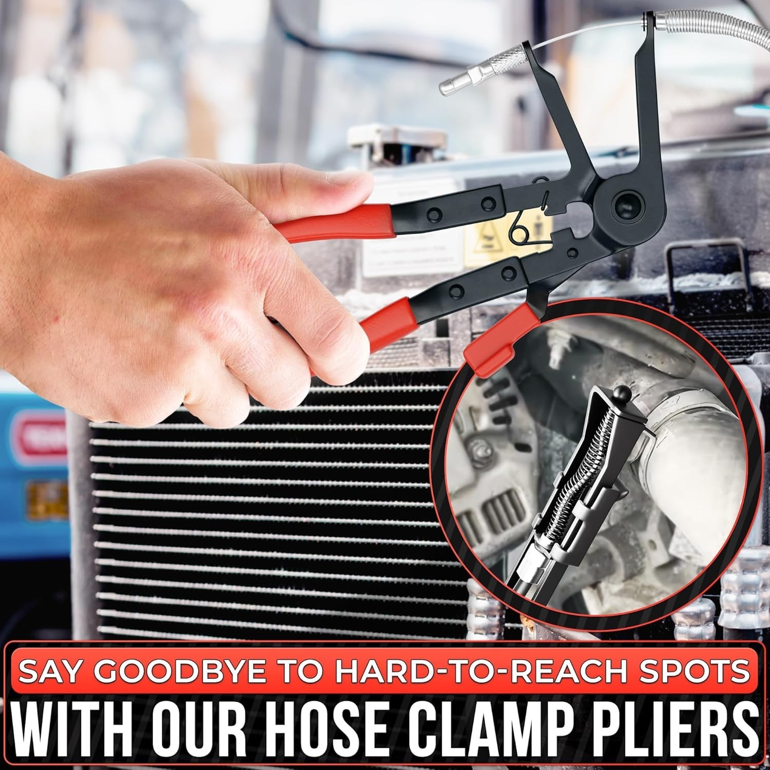 Durable Radiator Hose Clamp Pliers with Ratchet Lock for Easy One-Handed Use