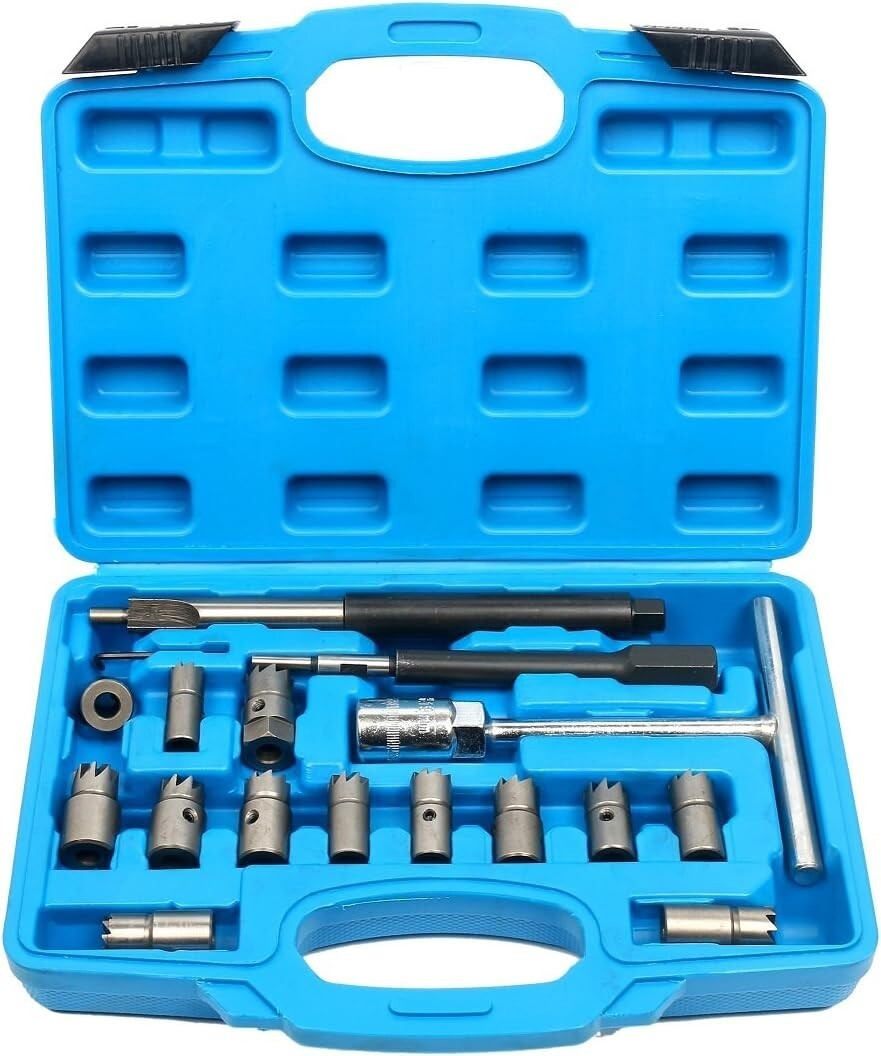 17Pc Diesel Injector Seat Cutter Cleaner Tool or BMW Mercedes-Benz Renault Ford