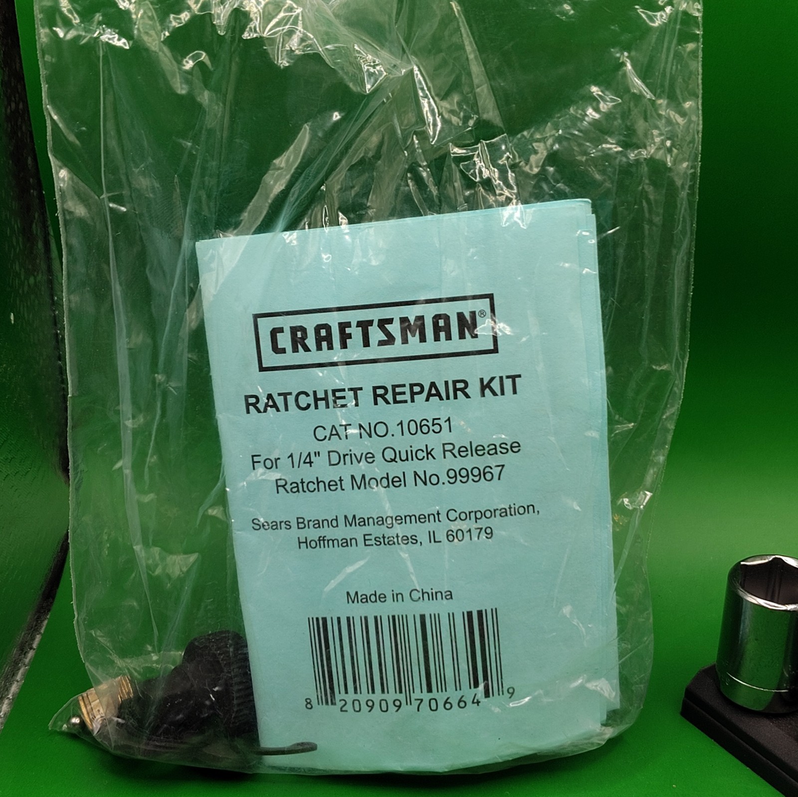 Craftsman 99967 1/4 Drive Ratchet w/10pc SAE Socket Set & Extra Rebuild Kit