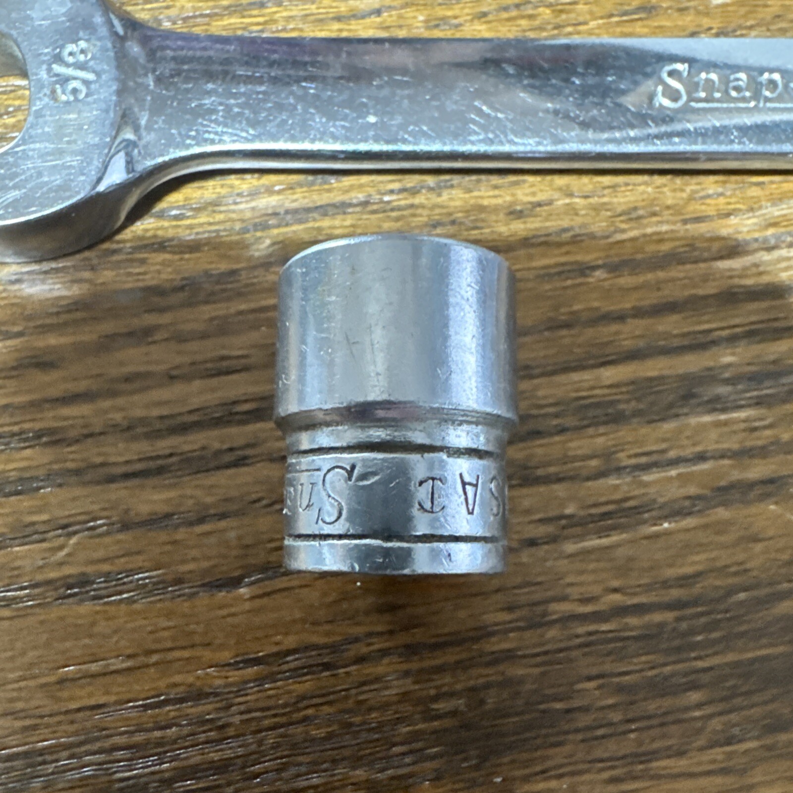 3 snap on 1/2 inch drive socket 14mm 1 3/8 drive 9/32 Open end wrench 11/16 5/8