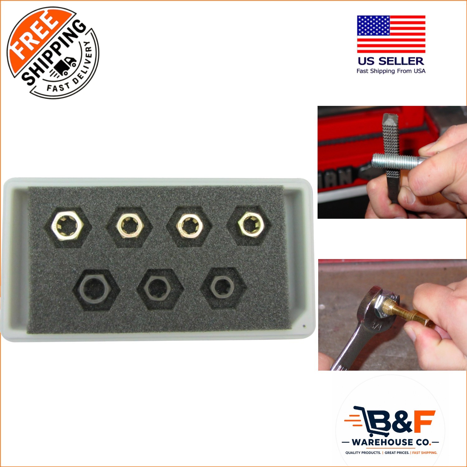 7-Piece Wheel Stud Thread Restorer Kit for Precision Automotive Repairs