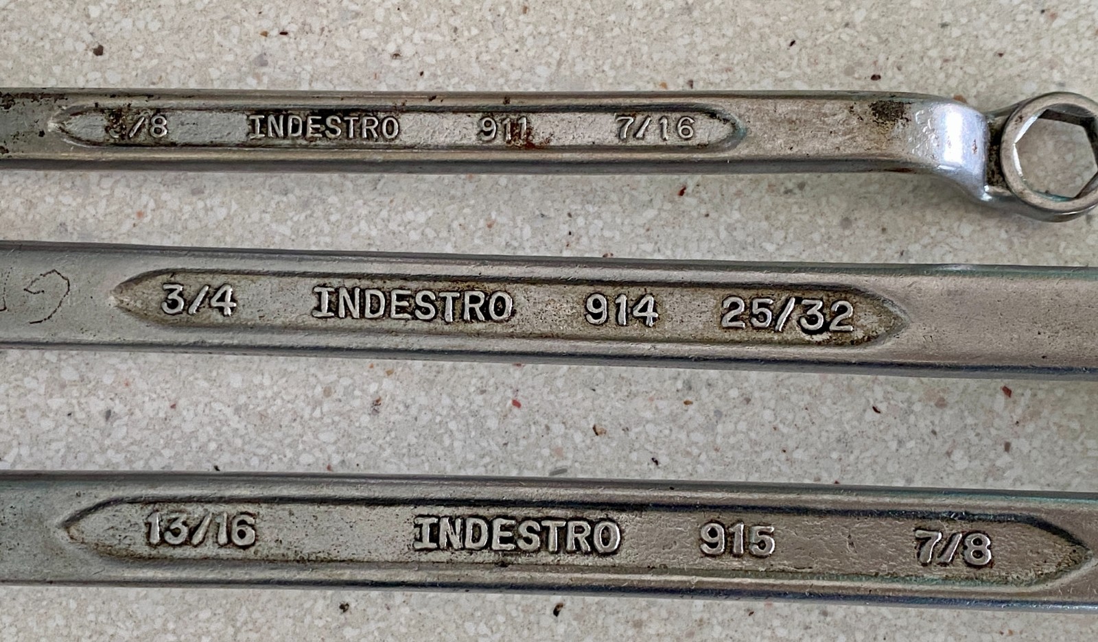 Indestro Offset Box End Wrench Lot 3 Pcs #911 3/8 7/16 #914 3/4 25/32 #915 7/8
