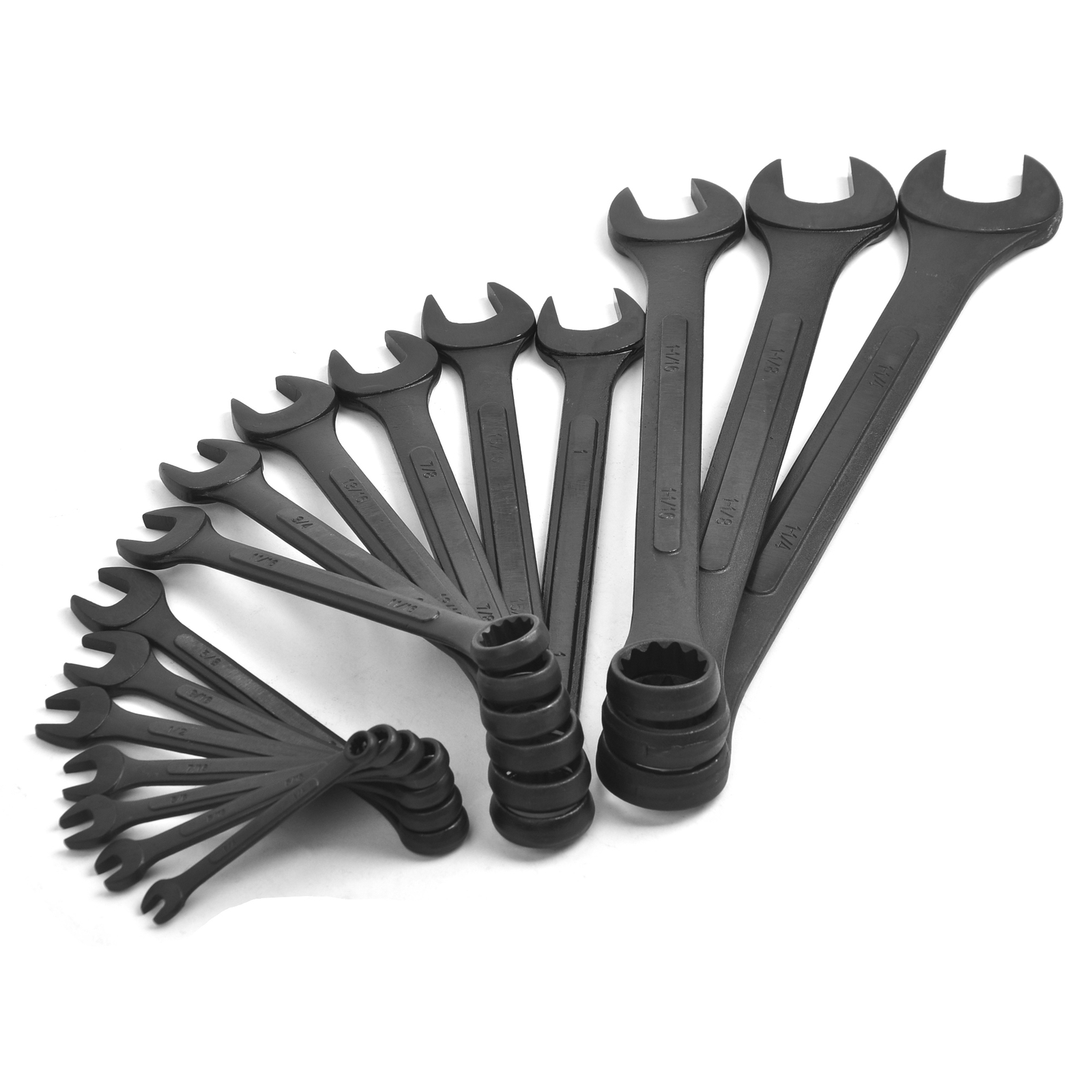 16pcs Combination Wrench Set SAE 1/4″ to 1-1/4″ with Roll Up Pouch Raised Panel