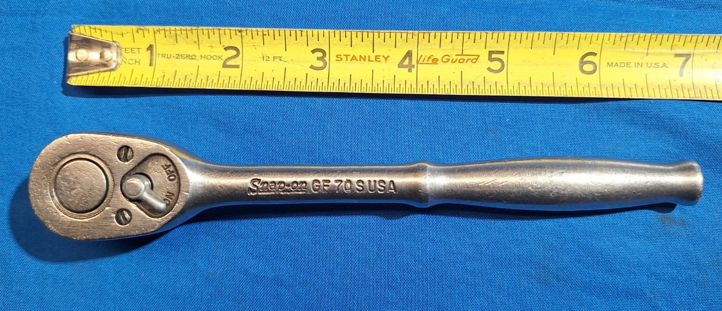 Old Logo Snap-On GF70S 7″ LONG Vintage 3/8″ drive ratchet industrial WORKING
