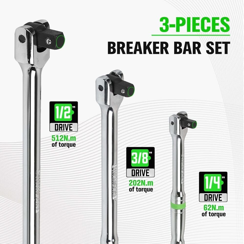 Swanlake 6pc Breaker Bar Set1/4″ 3/8″ & 1/2″ Driveheavy Duty Breaker Bars 6inch